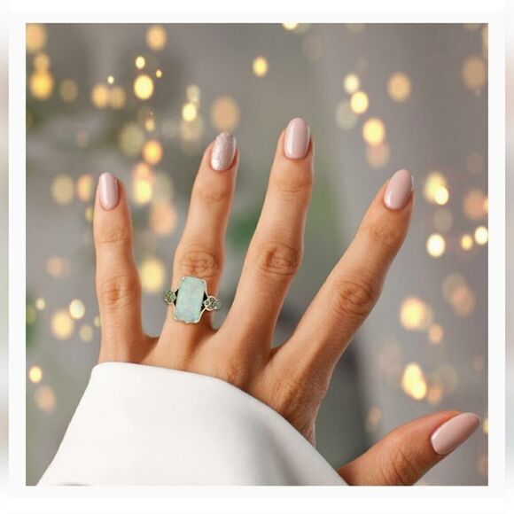 Rectangle White Opal Antique Silver Rings - Picture 2 of 11